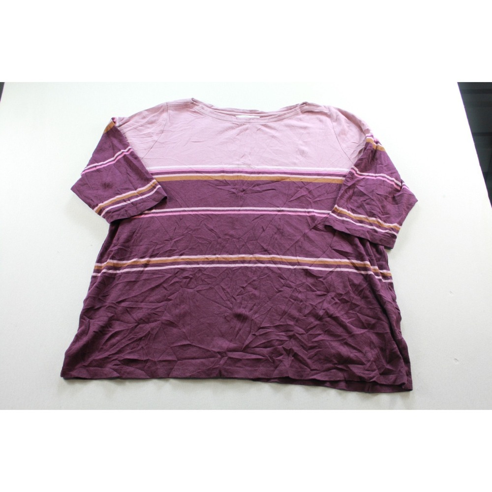 Cj Banks Women Red Top Striped Casual 3/4 Sleeve Size 3X